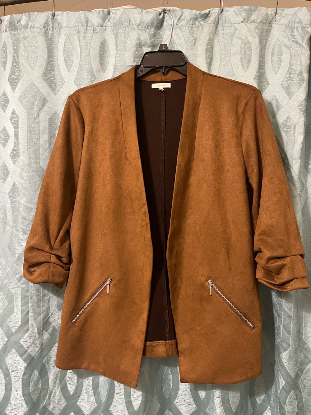 Women’s size XXL Maurice’s Suede Open-Front Jacket in Brown.